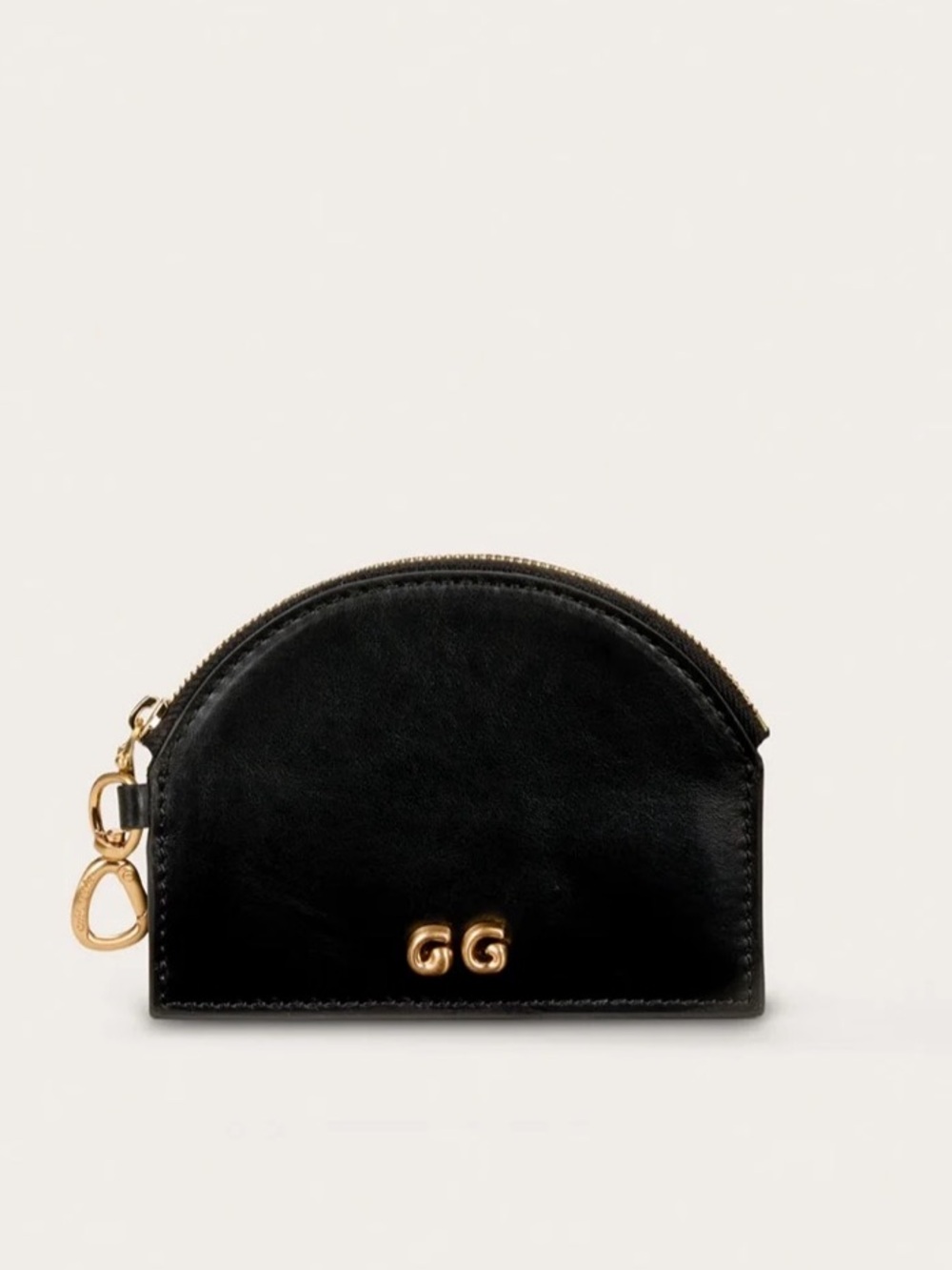 Cult Gaia Black Aleta  Leather Zip Card Case